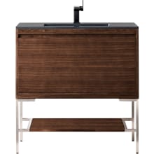 Mantova 36" Single Basin Poplar Wood Vanity Set with Charcoal Black Composite Stone Vanity Top, Brushed Nickel Base and Rectangular Sink