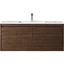 Mantova 48" Wall Mounted Single Basin Poplar Wood Vanity Set with Glossy White Composite Stone Vanity Top and Rectangular Sink