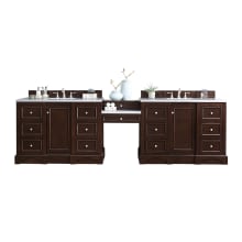 De Soto 118" Free Standing Double Basin Vanity Set with Wood Cabinet, 3cm Quartz Vanity Top, USB Port and Electrical Outlet