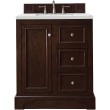 De Soto 30" Free Standing Single Basin Hardwood Vanity Set with 3 cm Ethereal Noctis Quartz Vanity Top and Rectangular Sink
