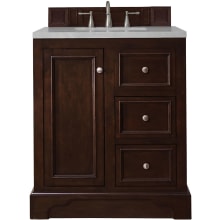 De Soto 30" Free Standing Single Basin Hardwood Vanity Set with 1-3/16" Eternal Serena Quartz Top