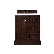De Soto 30" Free Standing Single Basin Vanity Set with Wood Cabinet, 3cm Quartz Vanity Top, USB Port and Electrical Outlet