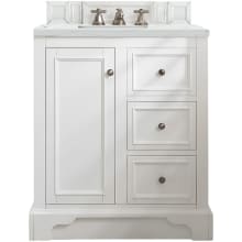 De Soto 30" Free Standing Single Basin Hardwood Vanity Set with 3 cm Ethereal Noctis Quartz Vanity Top and Rectangular Sink