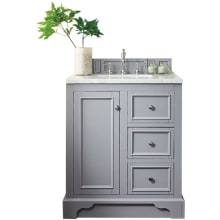 De Soto 32" Free Standing Single Vanity Set with Wood Cabinet and Carrara Marble Vanity Top