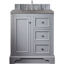 De Soto 30" Free Standing Single Basin Vanity Set with Wood Cabinet and Grey Expo Quartz Vanity Top