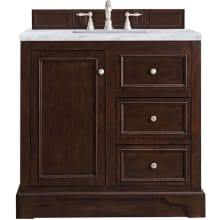 De Soto 36" Free Standing Single Vanity Set with Wood Cabinet and Carrara Marble Vanity Top