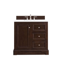 De Soto 36" Free Standing Single Basin Vanity Set with Wood Cabinet, 3cm Quartz Vanity Top, USB Port and Electrical Outlet