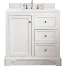 De Soto 36" Free Standing Single Vanity Set with Wood Cabinet and Arctic Fall Stone Composite Vanity Top