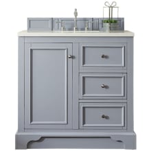 De Soto 36" Free Standing Single Vanity Set with Wood Cabinet and Carrara Marble Vanity Top