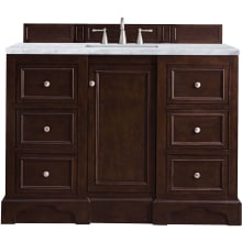 De Soto 50" Free Standing Single Vanity Set with Wood Cabinet and Carrara Marble Vanity Top