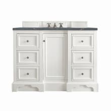 De Soto 48" Single Basin Poplar Wood Vanity Set with 3cm Parisien Bleu Silestone Quartz Vanity Top, Rectangular Sink, USB Port and Electrical Outlet