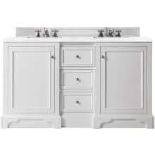 De Soto 62" Free Standing Double Vanity Set with Wood Cabinet and Arctic Fall Stone Composite Vanity Top