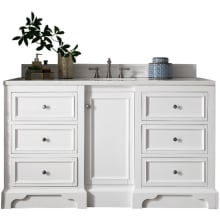 De Soto 60" Free Standing Single Vanity Set with Wood Cabinet and Arctic Fall Stone Composite Vanity Top