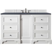 De Soto 60" Free Standing Single Basin Vanity Set with USB/Electrical Outlet, Wood Cabinet, and Charcoal Soapstone Quartz Vanity Top