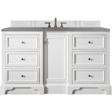 De Soto 60" Free Standing Single Basin Vanity Set with USB/Electrical Outlet, Wood Cabinet, and Grey Expo Quartz Vanity Top