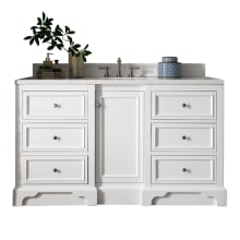De Soto 60" Free Standing Single Basin Vanity Set with Wood Cabinet, 3cm Quartz Vanity Top, USB Port and Electrical Outlet