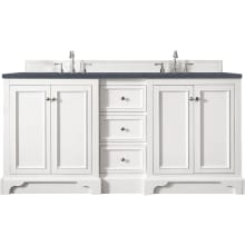 De Soto 72" Double Basin Birch Wood Vanity Set with USB/Electrical Outlet and Charcoal Soapstone Quartz Vanity Top