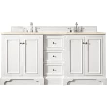 De Soto 74" Free Standing Double Basin Hardwood Vanity Set with 1-3/16" Eternal Marfil Quartz Top