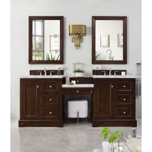 De Soto 82" Free Standing Double Vanity Set with Wood Cabinet and Carrara Marble Vanity Top