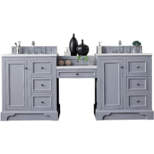 De Soto 82" Free Standing Double Vanity Set with Wood Cabinet and Carrara Marble Vanity Top