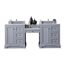 De Soto 82" Free Standing Double Basin Vanity Set with Wood Cabinet and 3cm Quartz Vanity Top