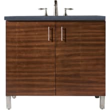 Metropolitan 36" Free Standing or Wall Mounted / Floating Single Basin Vanity Set with Wood Cabinet and Charcoal Soapstone Quartz Vanity Top