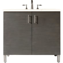 Metropolitan 36" Free Standing Single Basin Hardwood Vanity Set with Eternal Marfil Quartz Top
