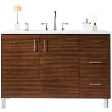 Metropolitan 48" Free Standing or Wall Mounted / Floating Single Basin Vanity Set with Wood Cabinet and Arctic Fall Stone Composite Vanity Top