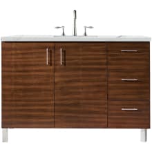 Metropolitan 48" Wall Mounted or Free Standing Single Basin Hardwood Vanity Set with 3 cm Ethereal Noctis Quartz Vanity Top and Rectangular Sink