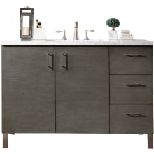 Metropolitan 48" Free Standing or Wall Mounted / Floating Single Basin Vanity Set with Wood Cabinet and Carrara Marble Vanity Top