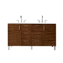 Metropolitan 60" Free Standing Double Basin Vanity Set with Wood Cabinet and 3cm Quartz Vanity Top