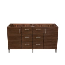 Metropolitan 60" Double Free Standing or Wall Mounted / Floating Wood Vanity Cabinet Only - Less Vanity Top