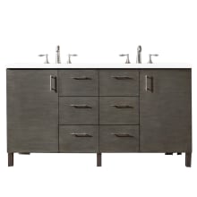 Metropolitan 60" Free Standing Double Basin Vanity Set with Wood Cabinet and 3cm Quartz Vanity Top
