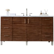 Metropolitan 60" Free Standing or Wall Mounted / Floating Single Basin Vanity Set with Wood Cabinet and Eternal Jasmine Pearl Quartz Vanity Top