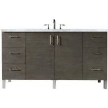 Metropolitan 60" Free Standing or Wall Mounted / Floating Single Basin Vanity Set with Wood Cabinet and Carrara Marble Vanity Top