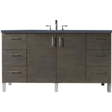 Metropolitan 60" Free Standing or Wall Mounted / Floating Single Basin Vanity Set with Wood Cabinet and Charcoal Soapstone Quartz Vanity Top
