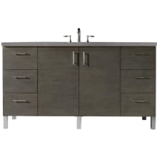 Metropolitan 60" Free Standing or Wall Mounted / Floating Single Basin Vanity Set with Wood Cabinet and Grey Expo Quartz Vanity Top
