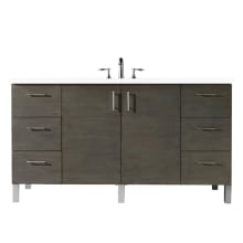 Metropolitan 60" Free Standing Single Basin Vanity Set with Wood Cabinet and 3cm Quartz Vanity Top