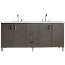 Metropolitan 72" Free Standing or Wall Mounted / Floating Double Basin Vanity Set with Wood Cabinet and Carrara Marble Vanity Top