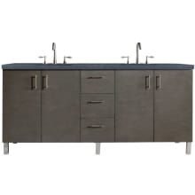 Metropolitan 72" Free Standing or Wall Mounted / Floating Double Basin Vanity Set with Wood Cabinet and Charcoal Soapstone Quartz Vanity Top