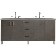 Metropolitan 72" Free Standing or Wall Mounted / Floating Double Basin Vanity Set with Wood Cabinet and Grey Expo Quartz Vanity Top
