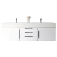 Columbia 59" Wall Mounted Double Basin Vanity Set with Cabinet and Stone Composite Vanity Top