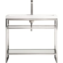 Boston 39-3/8" Rectangular Porcelain Console Bathroom Sink with Overflow and Single Faucet Hole