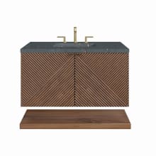 Marcello 36" Single Basin Wood Vanity Set with 3cm Parisien Bleu Silestone Quartz Vanity Top and Rectangular Sink