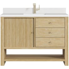 Marigot 48" Single Basin Wood Vanity Set with 3cm White Zeus Silestone Quartz Vanity Top, Rectangular Sink and Electrical Outlet - Single Faucet Hole