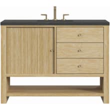 Marigot 48" Single Basin Wood Vanity Set with 3cm Charcoal Soapstone Silestone Quartz Vanity Top and Rectangular Sink - 8" Faucet Centers