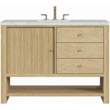 Marigot 48" Single Basin Wood Vanity Set with 3cm Ethereal Noctis Silestone Quartz Vanity Top, Rectangular Sink and Outlet - 8" Faucet Centers