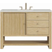 Marigot 48" Single Basin Wood Vanity Set with 3cm Lime Delight Silestone Quartz Vanity Top, Rectangular Sink and Electrical Outlet - 8" Faucet Centers