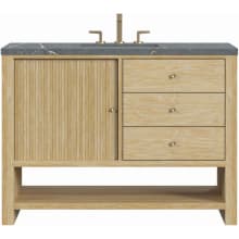 Marigot 48" Single Basin Wood Vanity Set with 3cm Parisien Bleu Silestone Quartz Vanity Top, Rectangular Sink and Outlet - 8" Faucet Centers