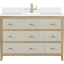 Celeste 48" Single Basin Wood Vanity Set with 3cm White Zeus Silestone Quartz Vanity Top, Rectangular Sink and USB Port - Single Faucet Hole